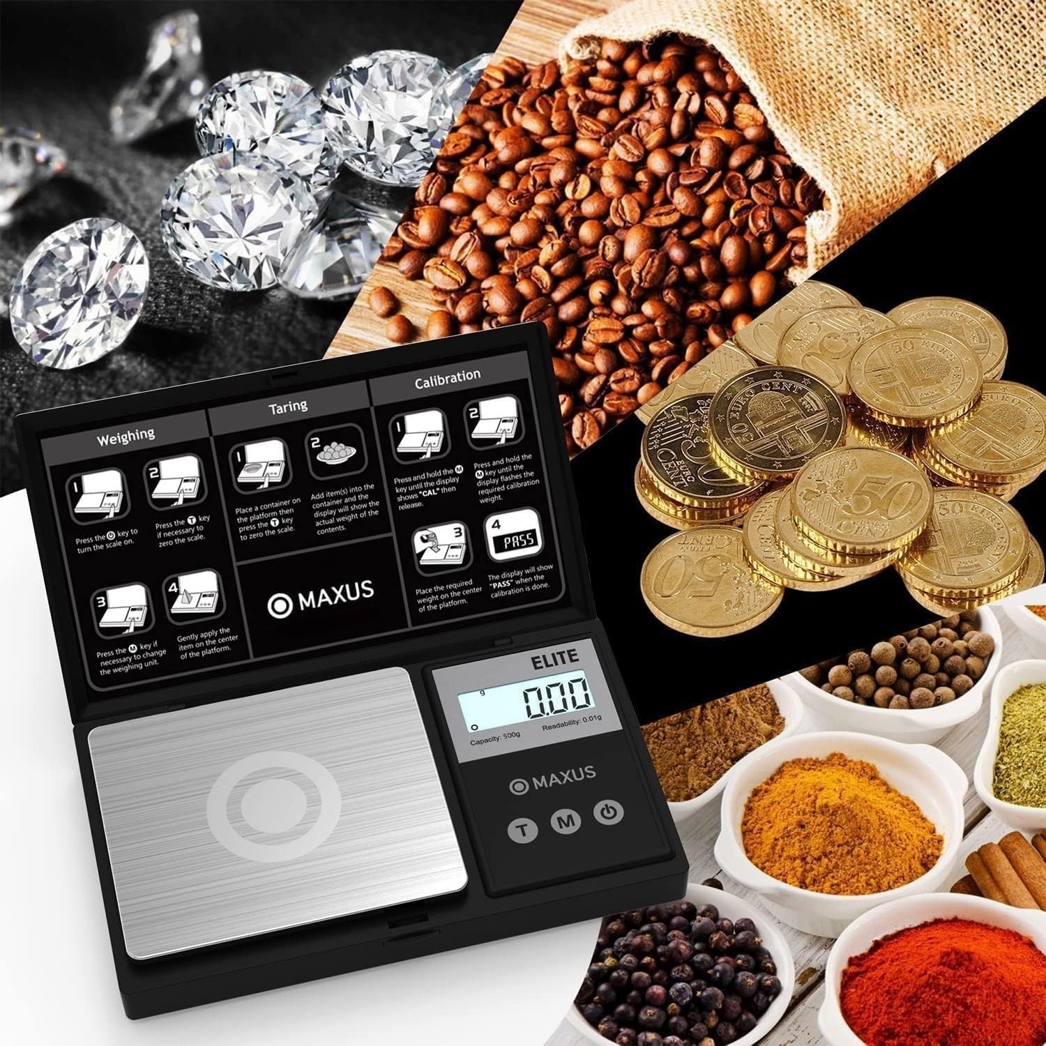 Versatile Mini Digital Scale 500g Capacity with Tare Function & Multiple Units
