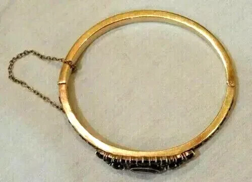 5.50Ct Oval Cut Lab-Created Garnet Women Bangle Bracelet 14K Yellow Gold Plated