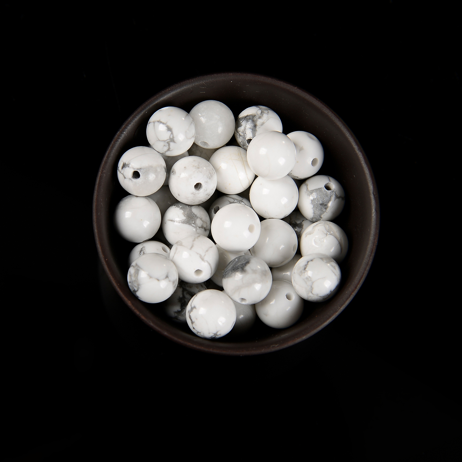 White Howlite Smooth Round Beads 4mm 6mm 8mm 10mm 12mm 15.5″ Strand