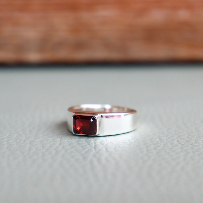 Red Garnet Ring 925 Sterling Silver Ring Handmade Ring Wedding Gift Ring
