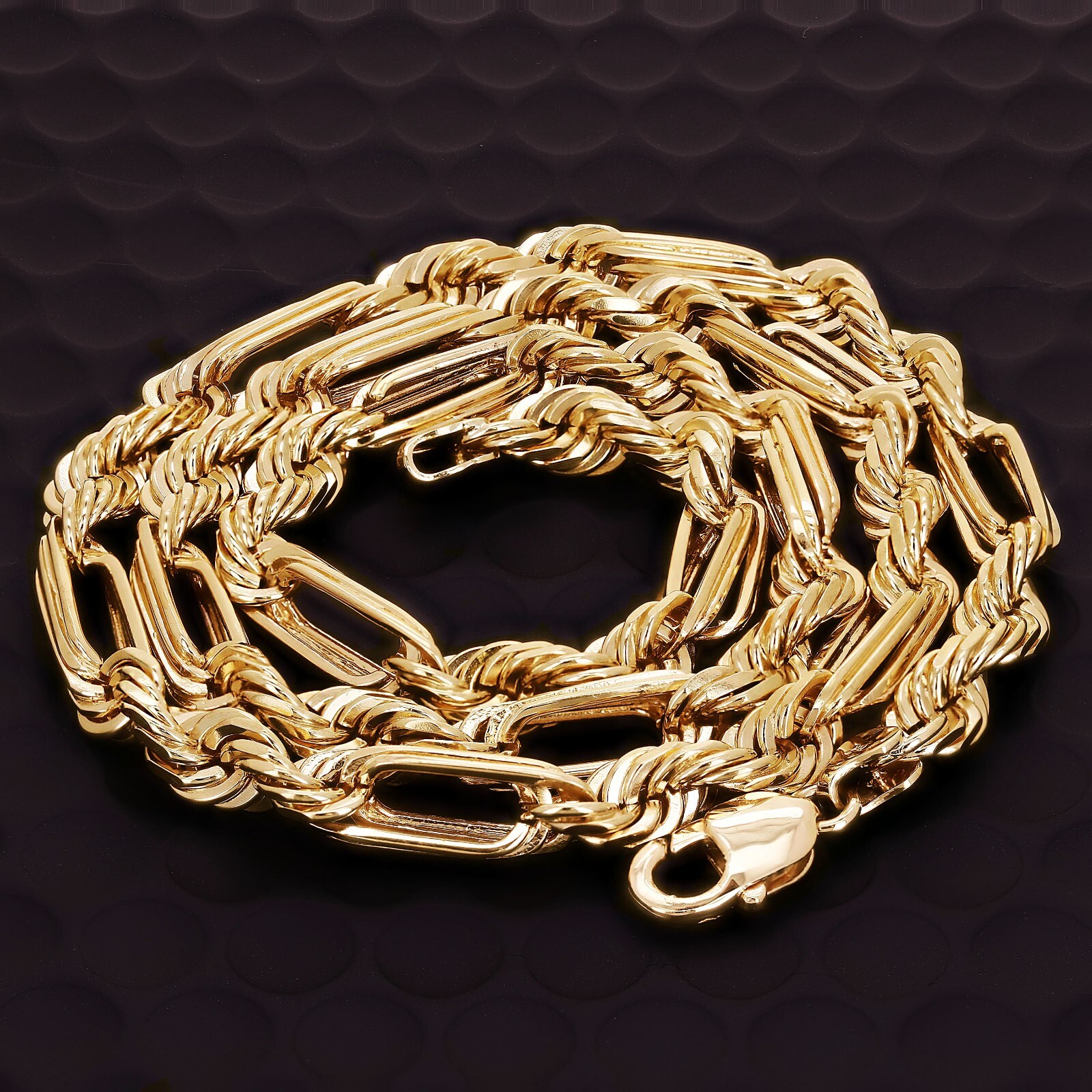 14k Yellow Gold Solid Milano Figaro Rope Chain Necklace 30″ 8mm 145.8 grams