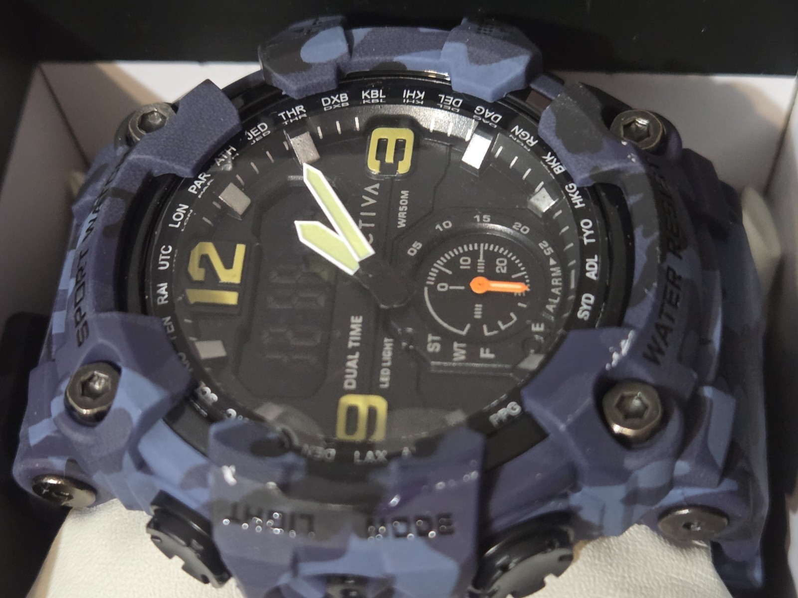 Activa X Invicta BlackOps Digital Men’s Watch 56mm,Camouflage,Blue (ACW1637-003)