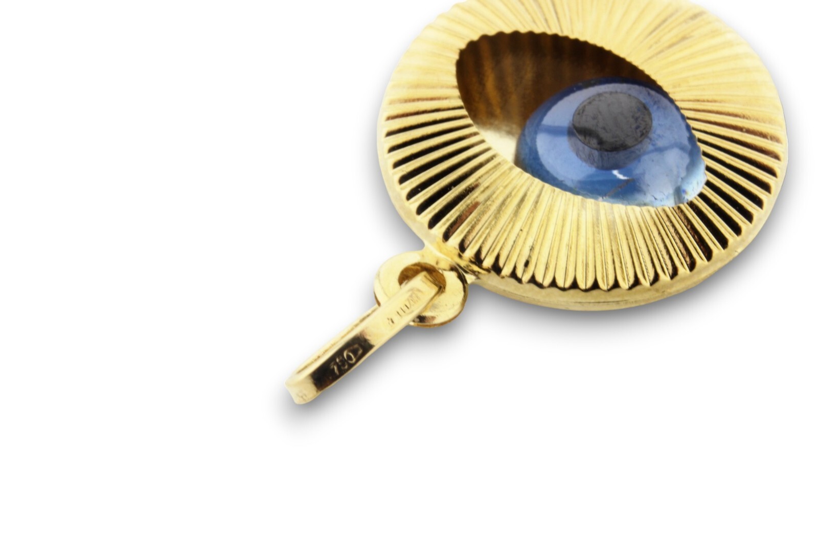 Good Luck Charm Pendant Evil Eye Amulet ALLAH 18kt 750/1000 Yellow Gold Unisex