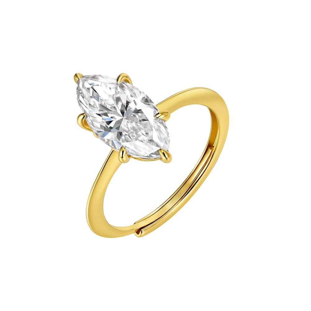 Moissanite Engagement Ring 3CT Marquise 14K Gold Plated Adjustable D-Color VVS