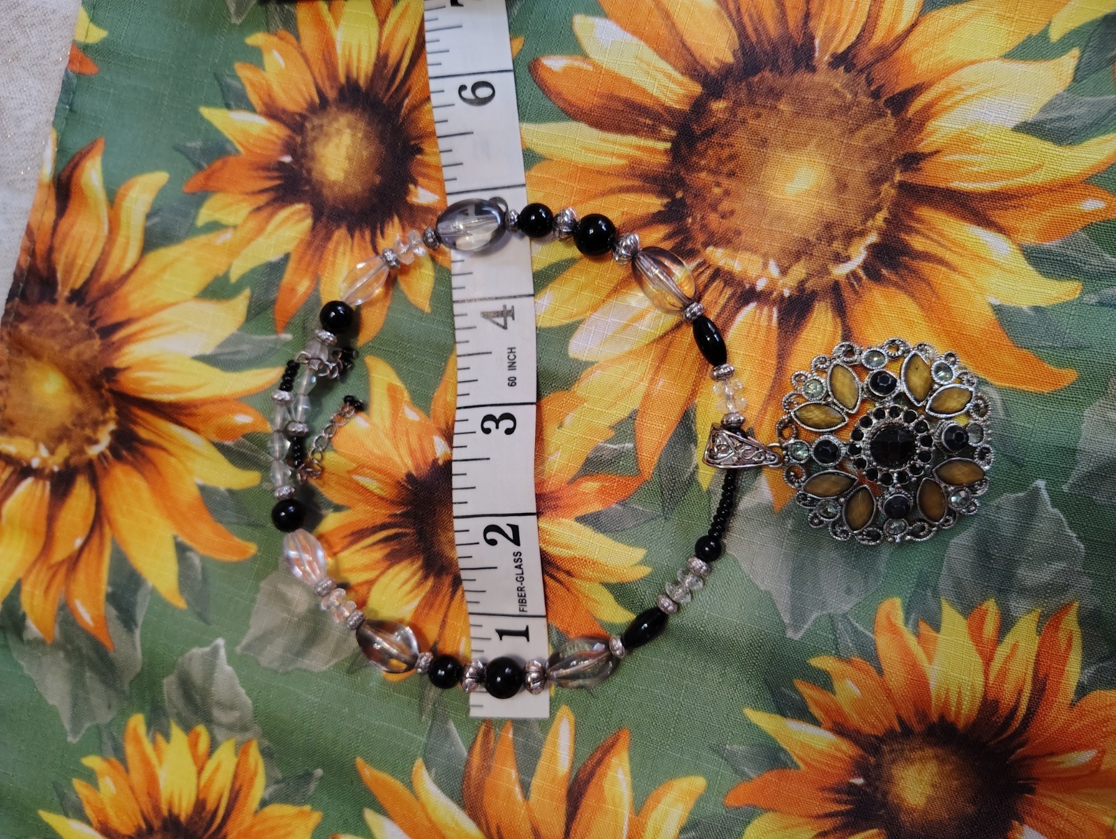 Silver Plated Black & Clear Crystal Glass Beaded Ball