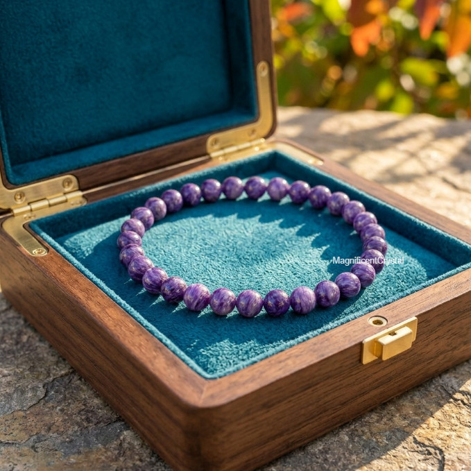 1PC AAA+ Charoite 4mm Round Bead Stretch Bracelet Natural Crystal Healing Reiki