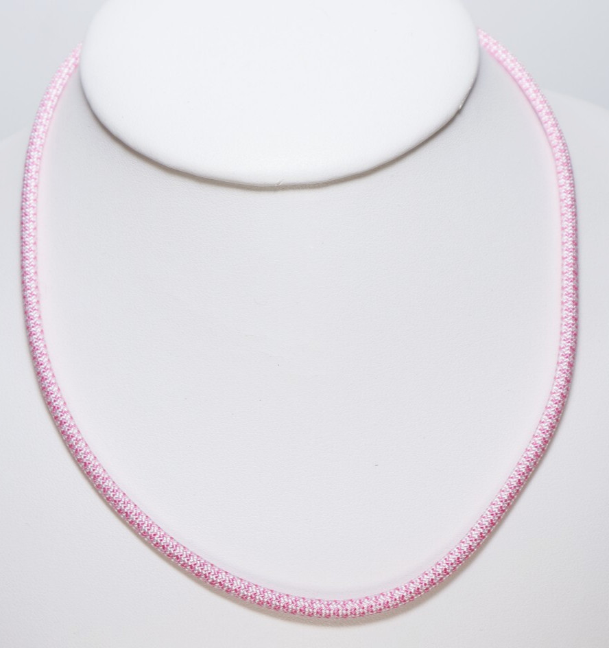 White w/ Pink Hearts Braided Choker Necklaces Bracelets Anklets Silver Clasp USA