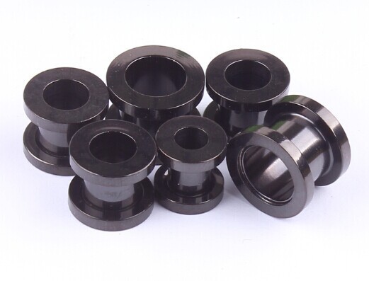 PAIR Black Stainless Steel SCREW Ear Gauges Ear Plugs Flesh Tunnel 14g – 00g
