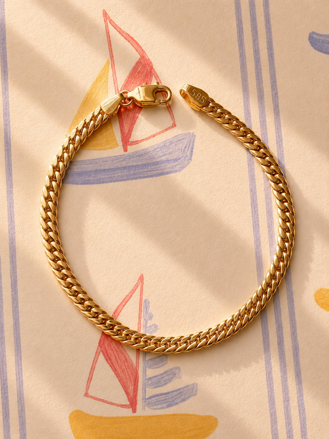Real 14K Yellow Gold Miami Cuban Link Bracelet 3.5mm 7.5in Women Men Gift