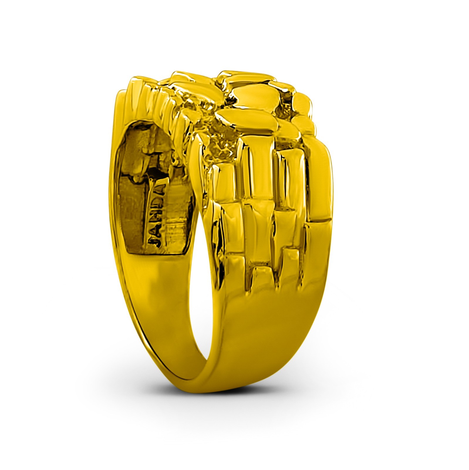 Solid 24K Yellow Gold Classic 11mm Mens Nugget Ring, Size 5 – 15