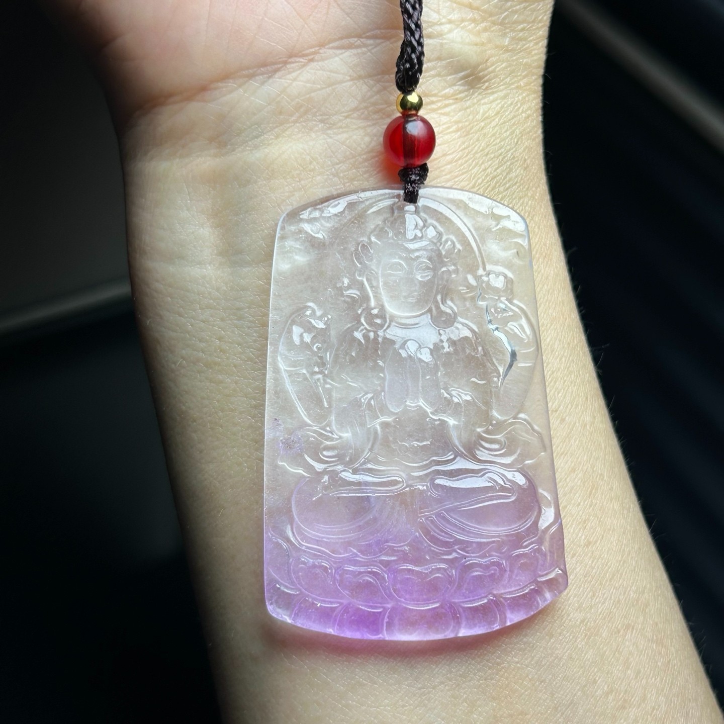 Nature ice white Burmese Jade Jadeite Carved kwan-yin lucky Pendant&Necklaces