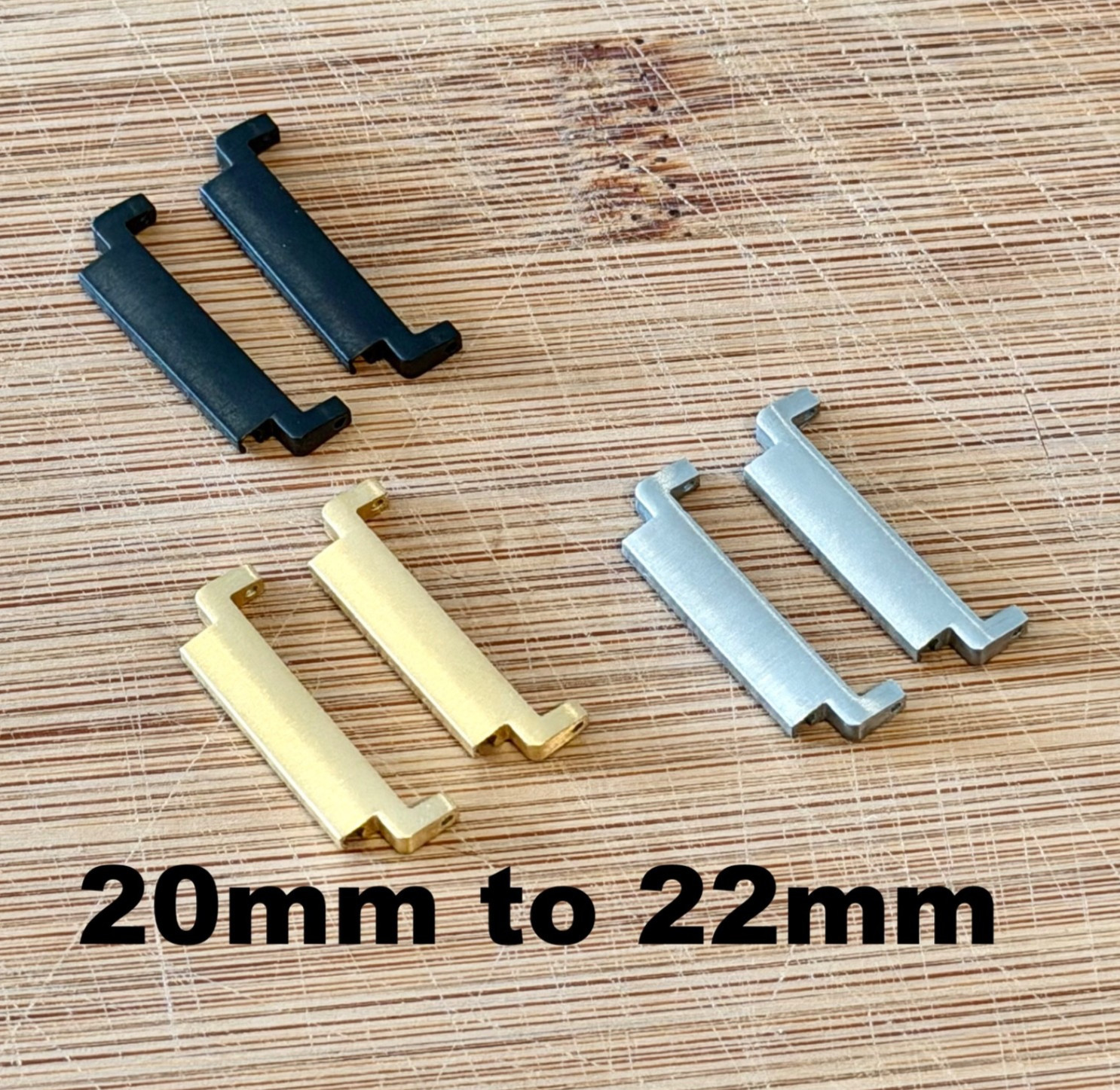 20mm to 22mm Convertors Watch Band Connectors Gold, Silver, Black Strap Adapters