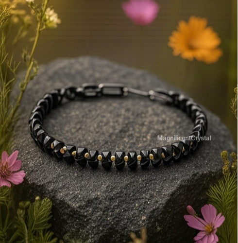 Premium Hematite Stone Bracelet Men Energy Healing Reiki Gift Silver Clasp