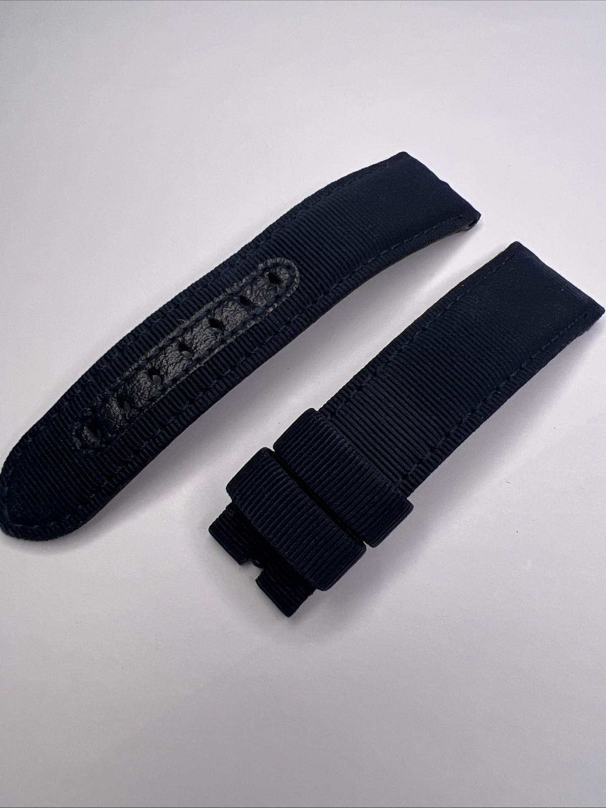 Panerai Blue Fabric & Leather 24mm Strap Band For Use w/ 22mm Tang Clasp – 8.5″
