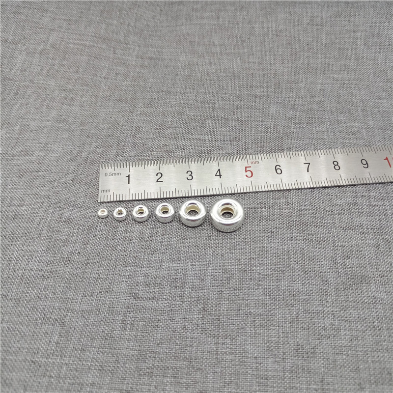 925 Sterling Silver Shiny Tire Donut Beads Spacers 3mm 4mm 5mm 6mm 7mm 8mm 10mm