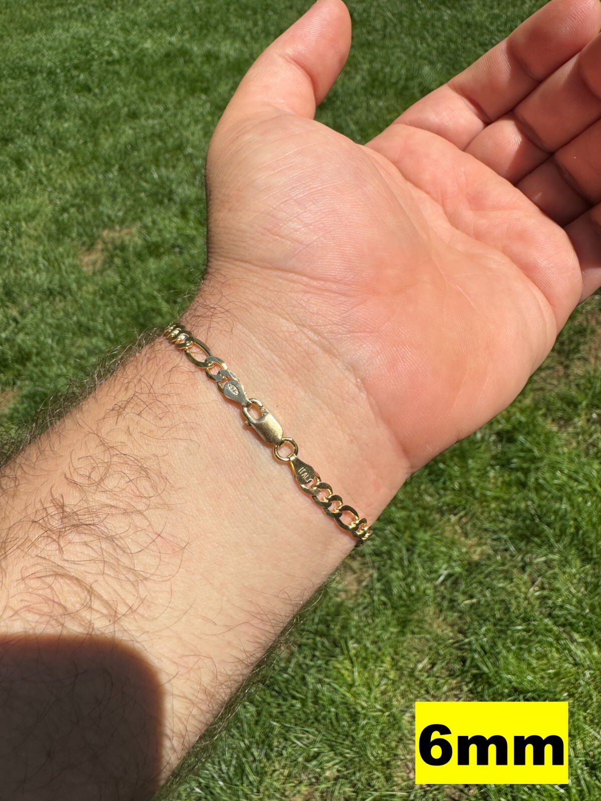 14k Gold Plated Solid 925 Sterling Silver Figaro Chain Bracelet ITALY 2.5-10mm