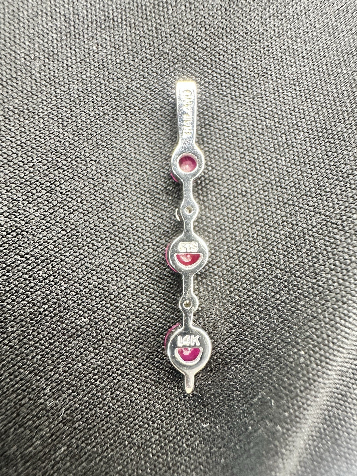 .50ctw Natural Ruby & Diamond Five-Stone Graduated Pendant 14k White Gold 1”