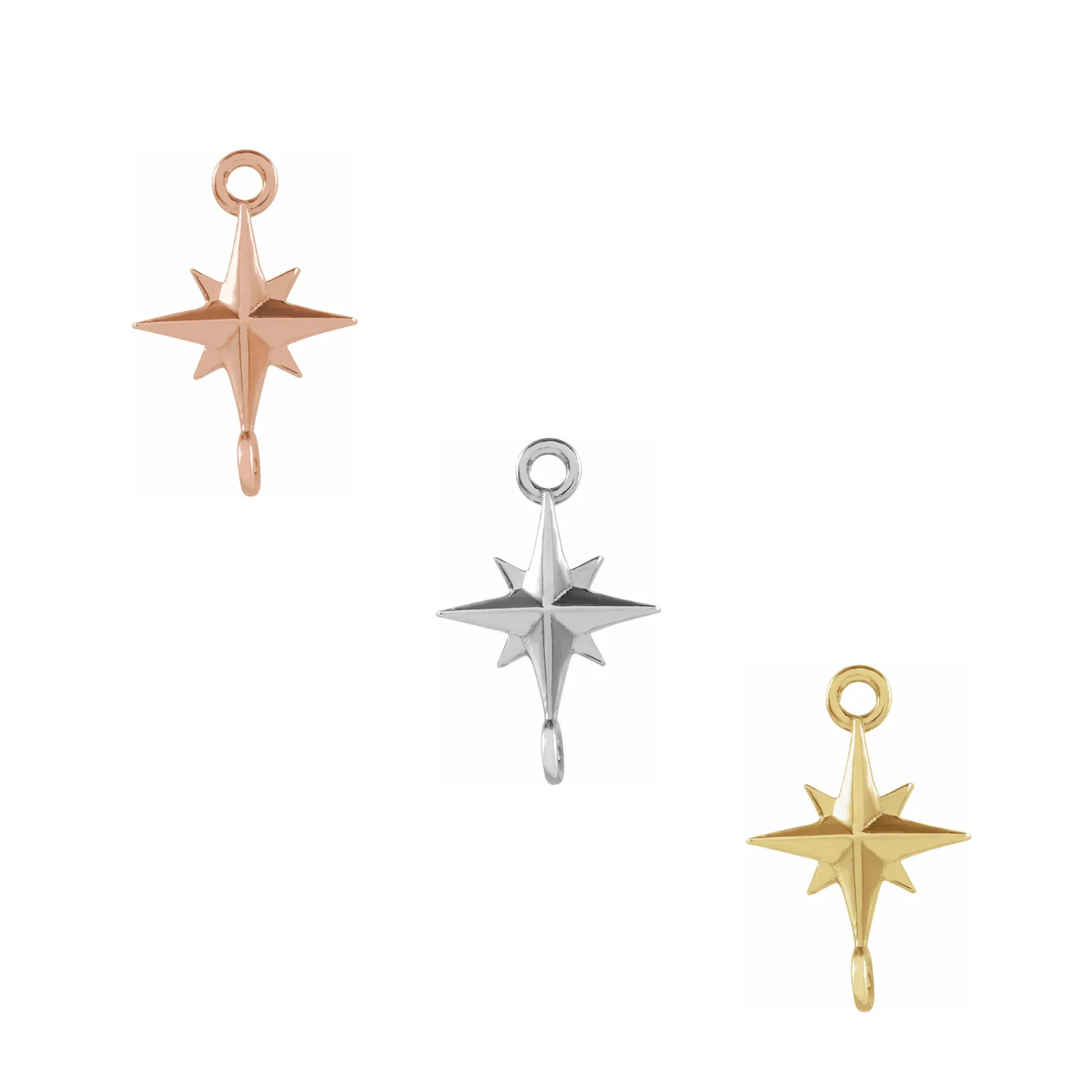 10k,14k,18kGold,Platinum or Silver 9.45 mm North Star Link Connector Dangle