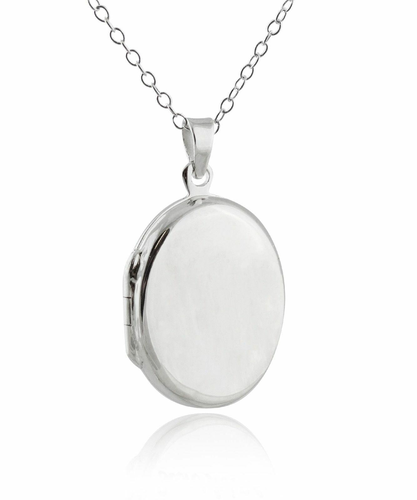 Plain Oval Locket Necklace – 925 Sterling Silver Engravable Two Sided Photo NEW