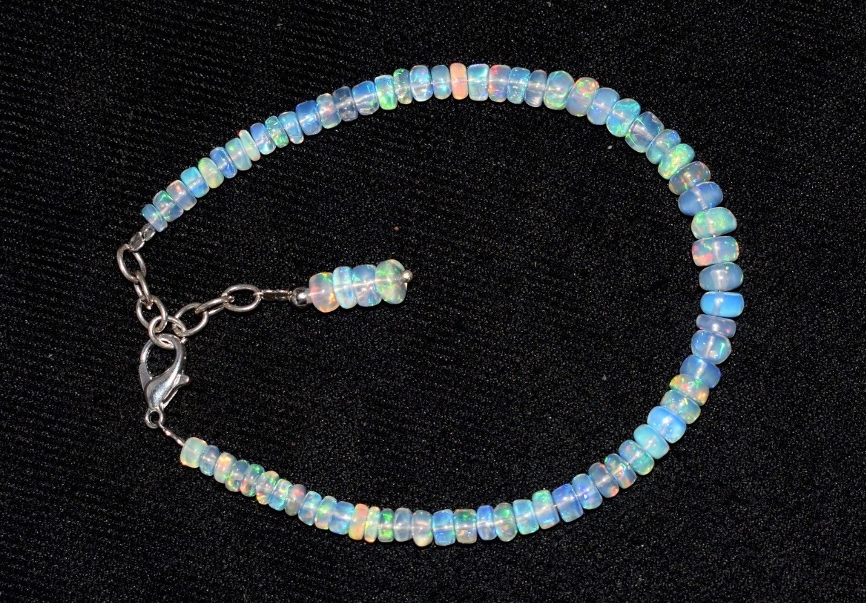 AAA Natural Ethiopian Opal Welo Fire Opal Gemstone Beads 7.5″ Bracelet