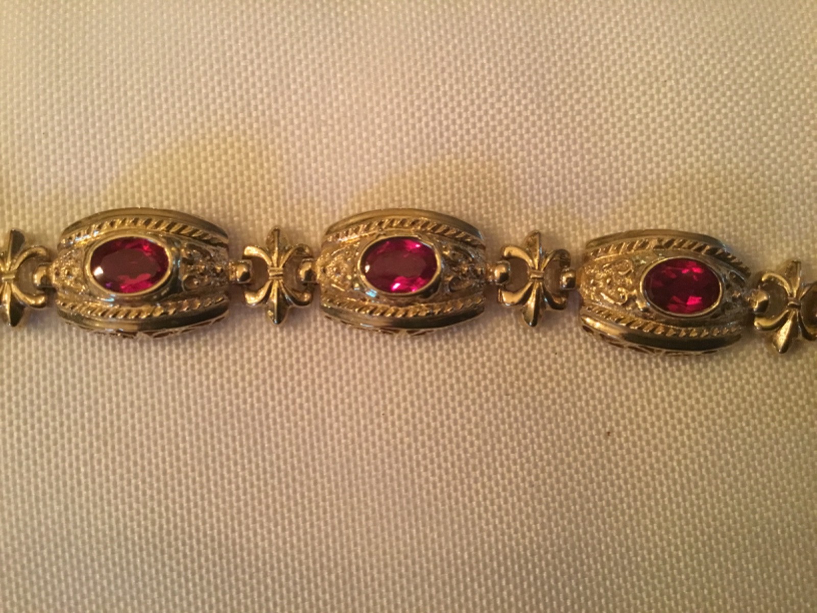 10KT Synthetic Ruby Bracelet -18.52 Grams- Adjustable Clasp- Wear or Scrap