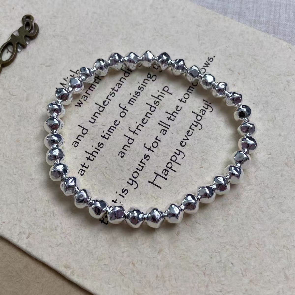 Pure S999 Fine Silver 999 Men Women 6mm Polygonal Beads Bracelet Bangle 7.9inch
