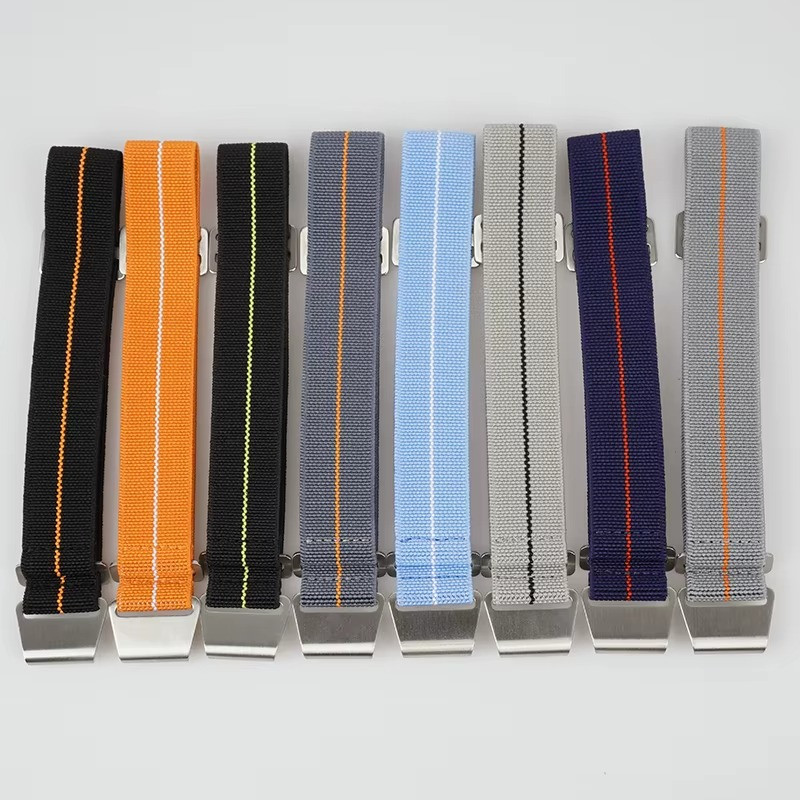 60s French Troops Parachute Bag Elastic Watch Strap 18 20mm 22mm Nylon Watchband