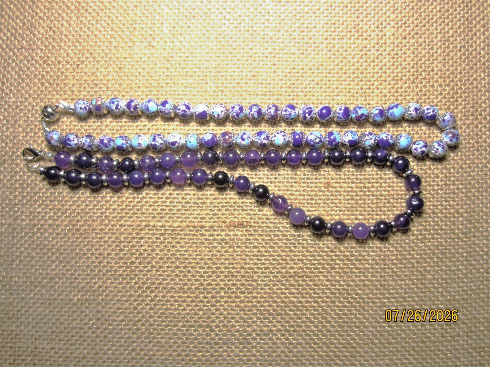 Amethyst & Sea Sediment Jasper Gemstone Bead Necklaces