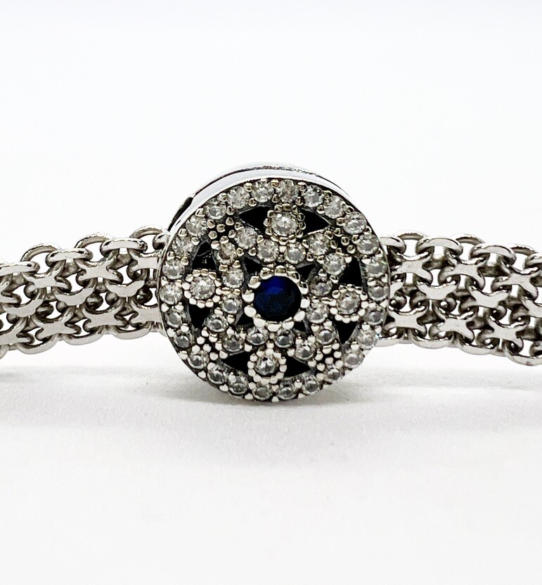 Sparkling Flower Charm For Mesh Bracelet Floral Genuine 925 Sterling Silver 💖