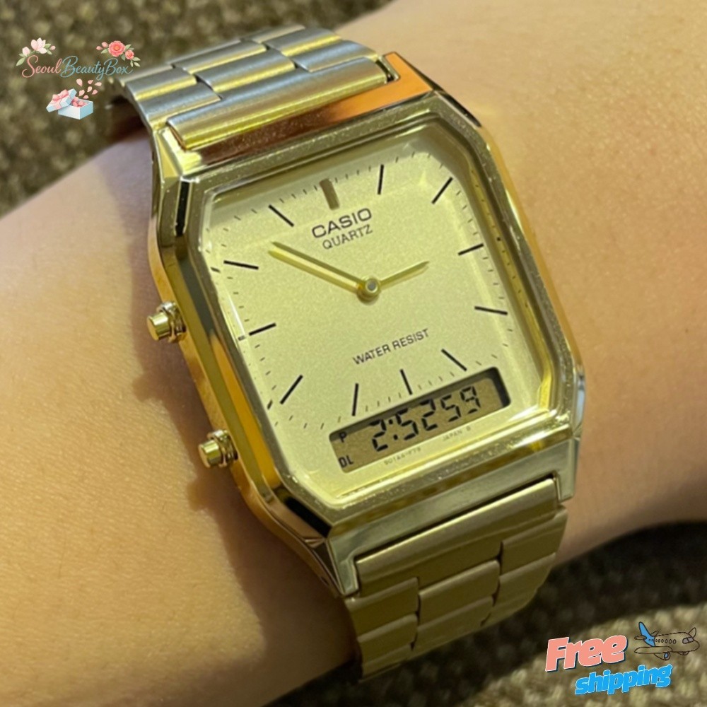Casio Collection Unisex Adult Gold Dial Analog & Digital Watch AQ-230GA-9DMQ