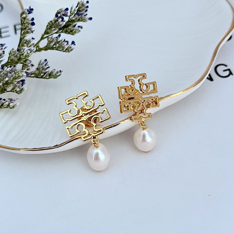 TORY BURCH Gold & White Pearl Drop Earrings | Classic Elegant