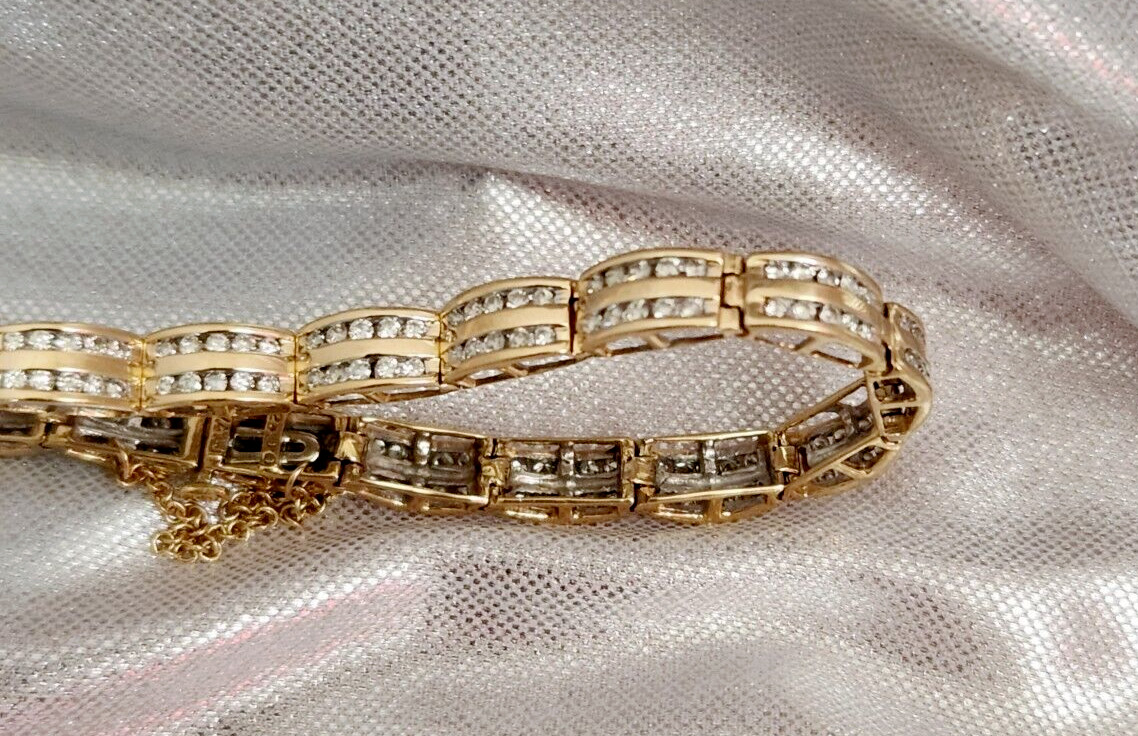 14k Yellow Gold Finish 5Ct Round Cut Lab Created Diamond Tennis Vintage Bracelet
