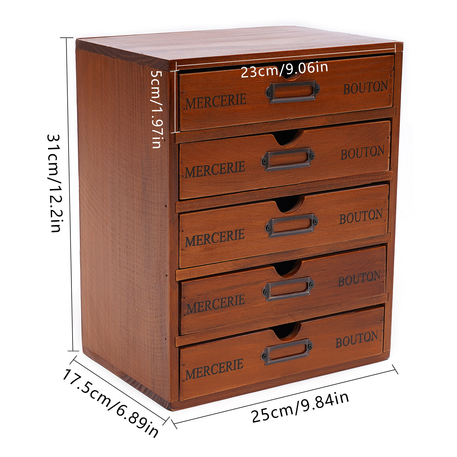 Vintage 5 Layers Large Jewelry Organizer Wooden Storage Box Case With 5 Drawers