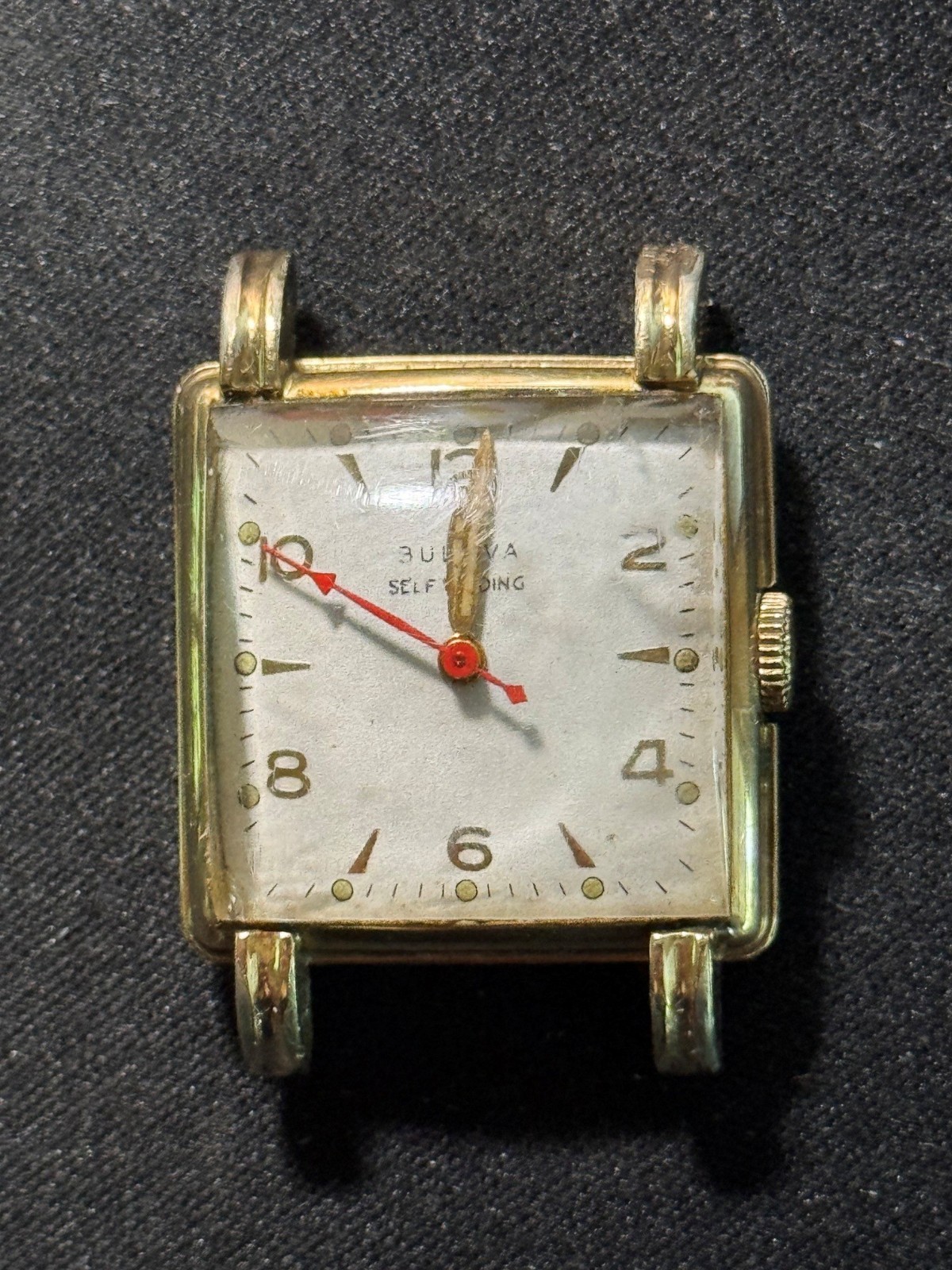 1950 Vintage Bulova Square Gold Watch – Non-Working Parts Watch.