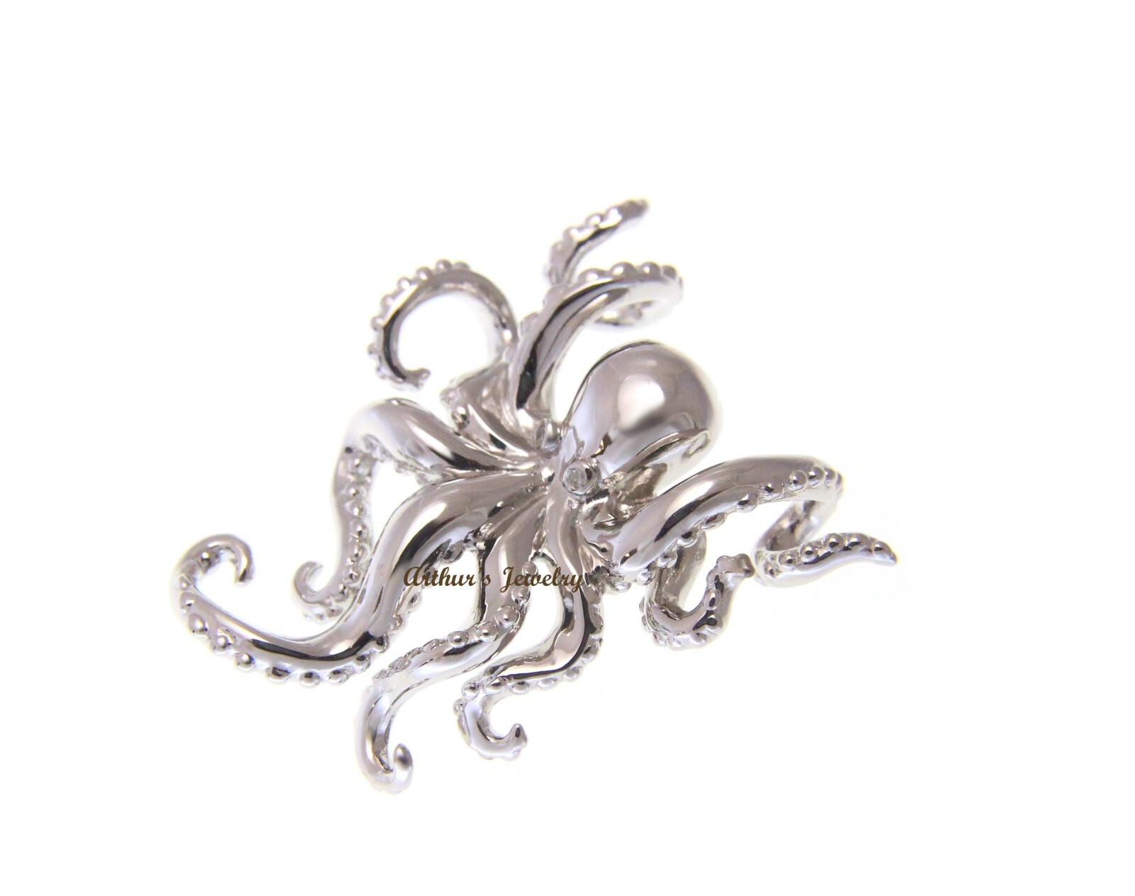 925 SOLID STERLING SILVER RHODIUM PLATED HAWAIIAN OCTOPUS CZ SLIDE PENDANT