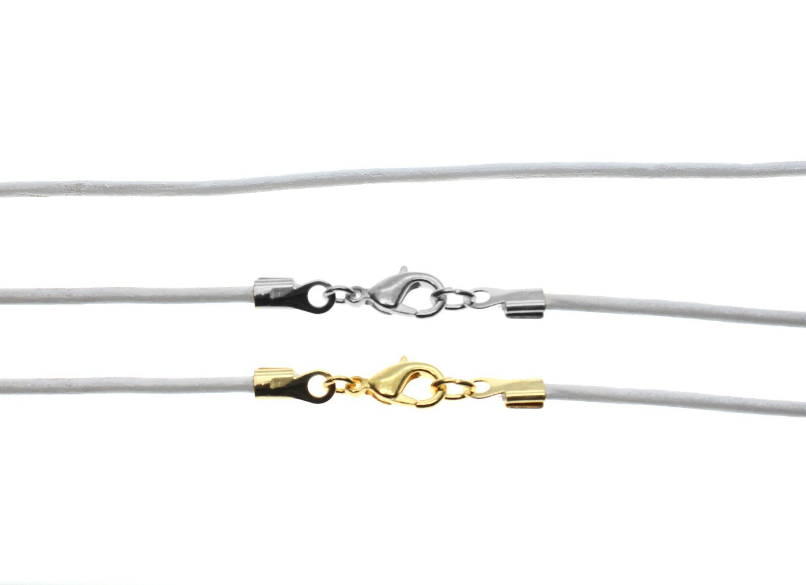 White Leather Cord Necklace Silver/Gold Clasp 16″ 18″ 20″ 22″ 24″ 26″ 28″ 30″