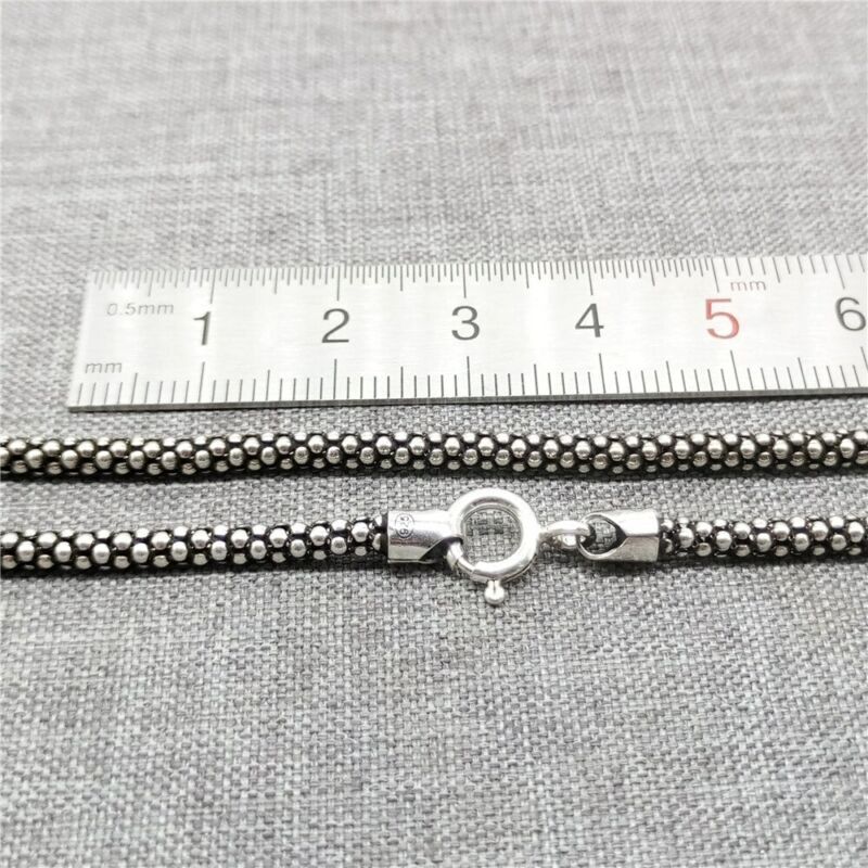 925 Sterling Silver Popcorn Chain Necklace 2.8mm 18 20 22 24 26 28 30 32 Inches