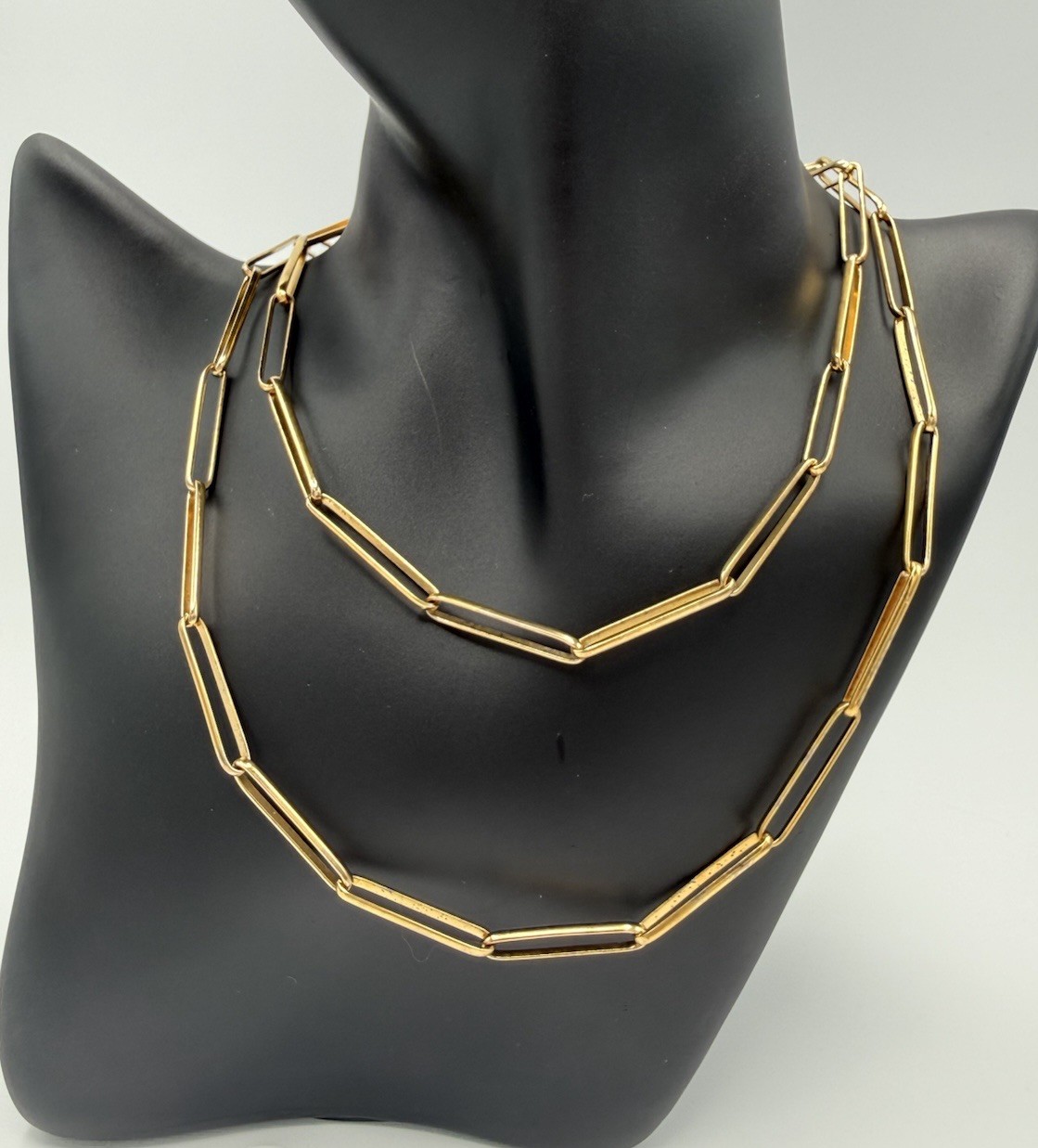 J. Crew 925 Sterling Silver 14K Gold Plated Paperclip Necklace 30”