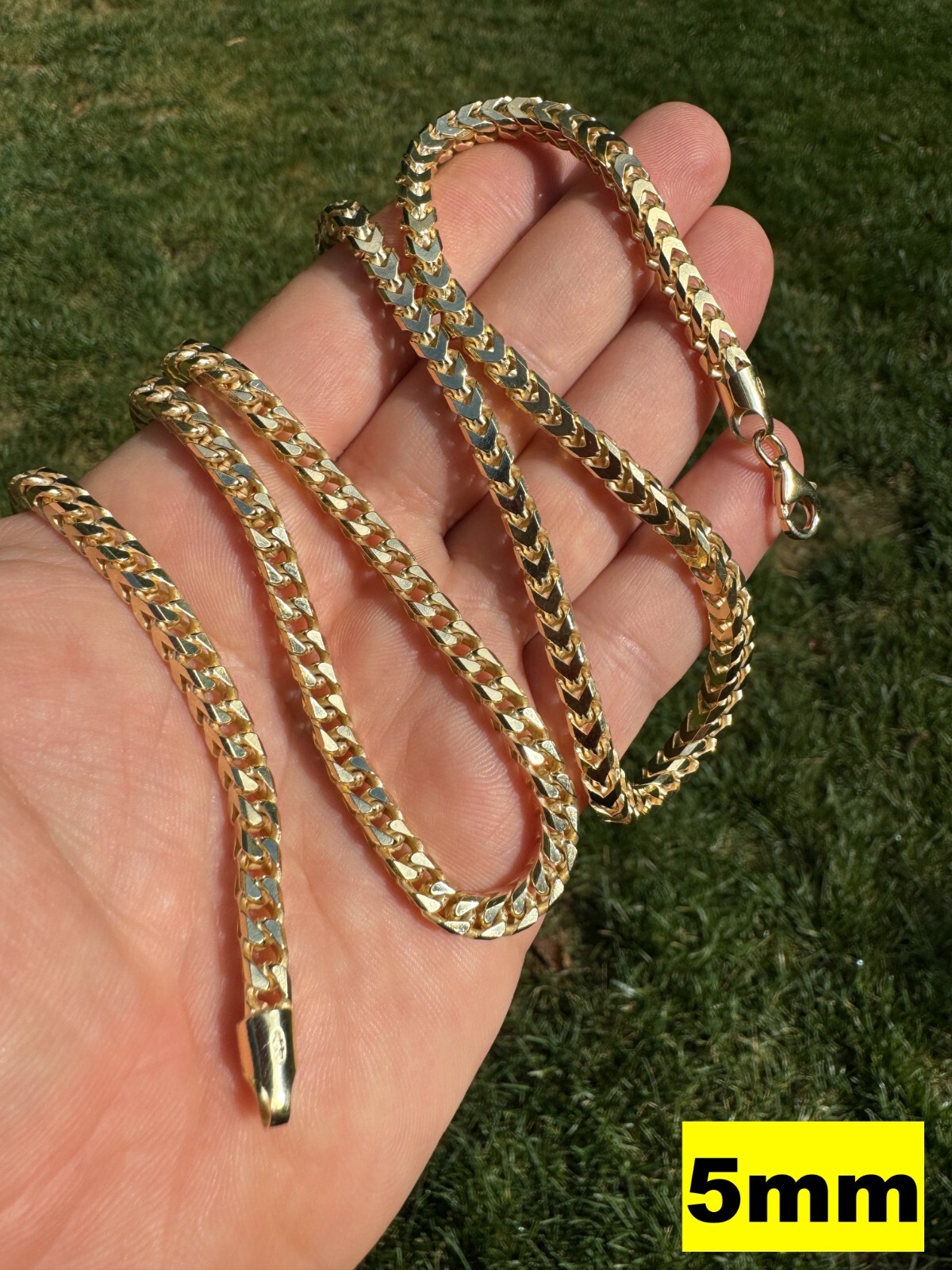 Men’s Real 14k Gold Plated Solid 925 Sterling Silver Franco Chain 2-5mm Necklace