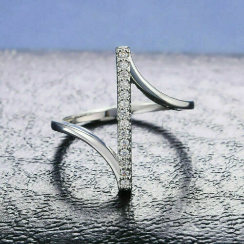 1.20 Ct Round Simulated Diamond Sweeping Bypass Wedding Ring 925 Sterling Silver