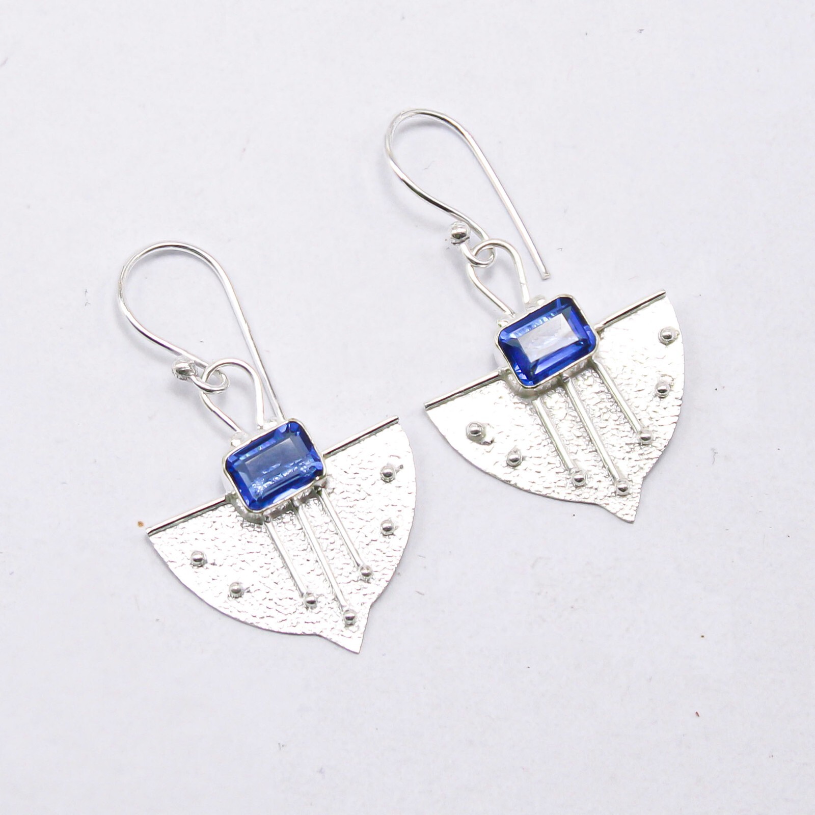 Tanzanite Gemstone Earrings 925 Sterling Silver Boho Handmade Jewelry 1.19″ Gift