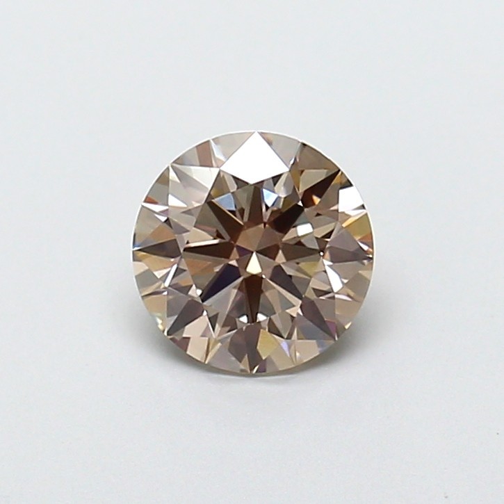 Lab Grown Round Diamond 1.09 CT Fancy Vivid Brown VVS2 Ideal Cut For Fine Ring