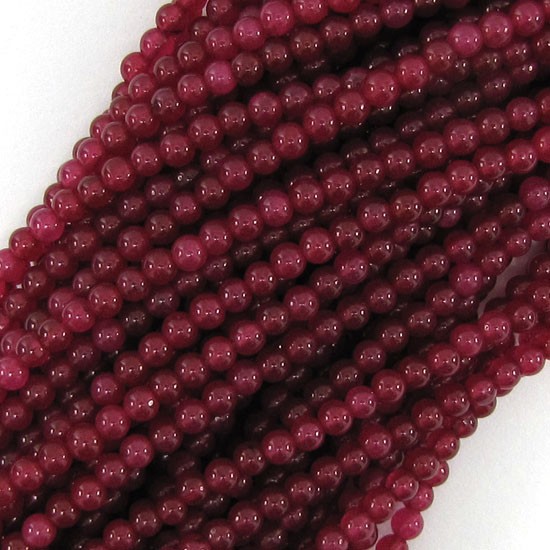 3mm ruby red jade round beads 15″ strand