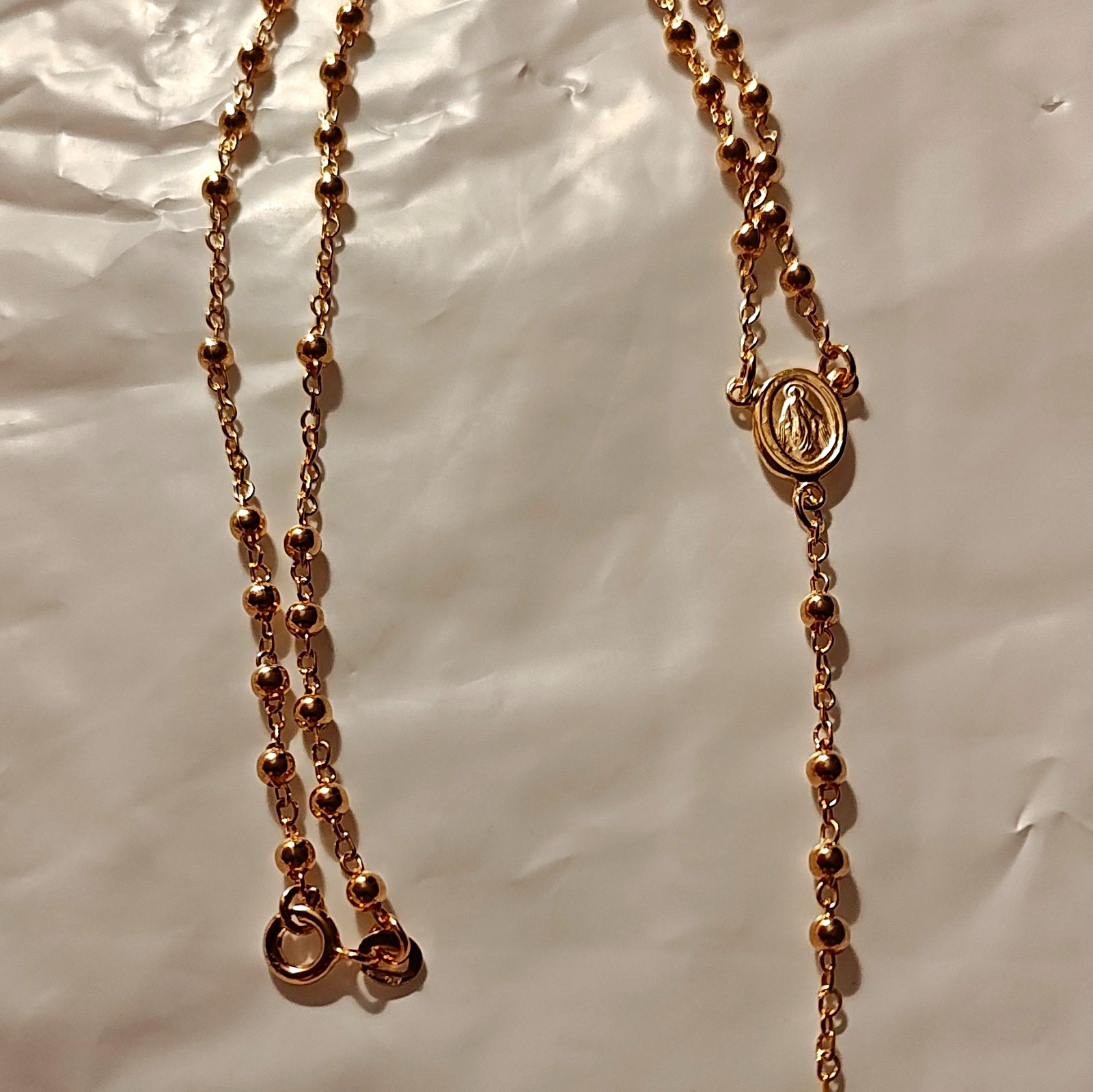 Rosary – Gold Tone Ball/Bead Chain Clasp
