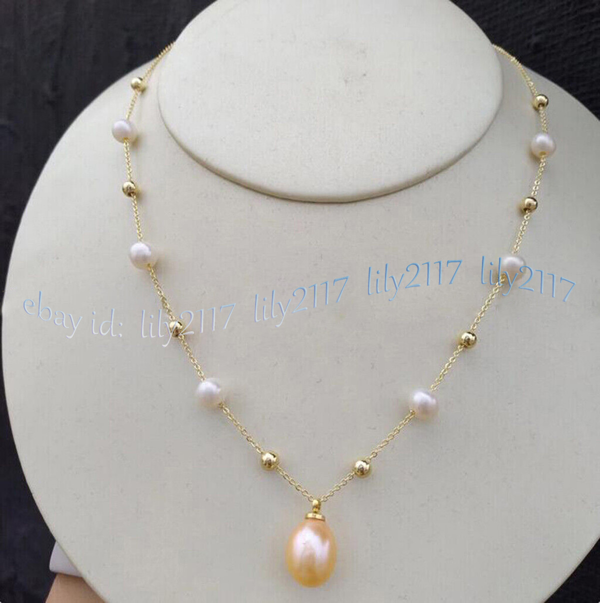 Stunning Real Natural South Sea White Pink Baroque Pearl Pendant Necklace 18”