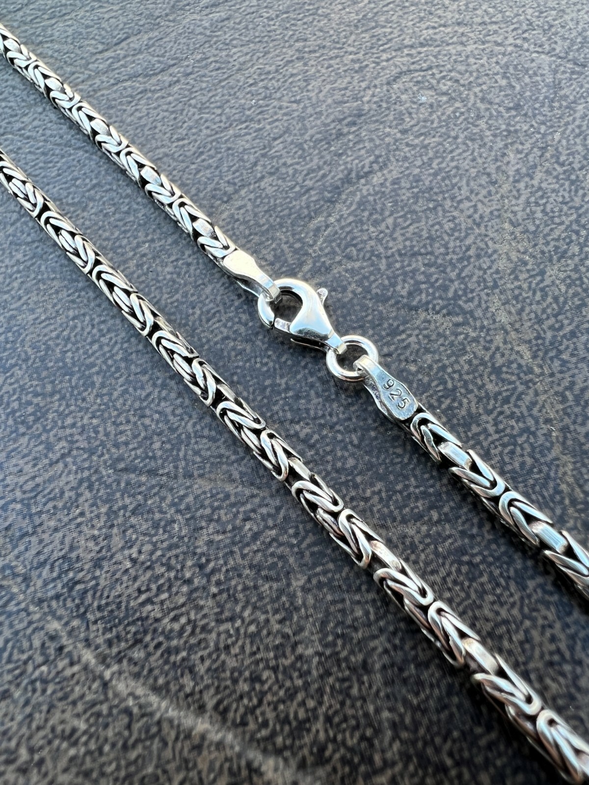 Solid 925 Sterling Silver Black Rhodium Byzantine Rope Chain Necklace 2mm 16-30″