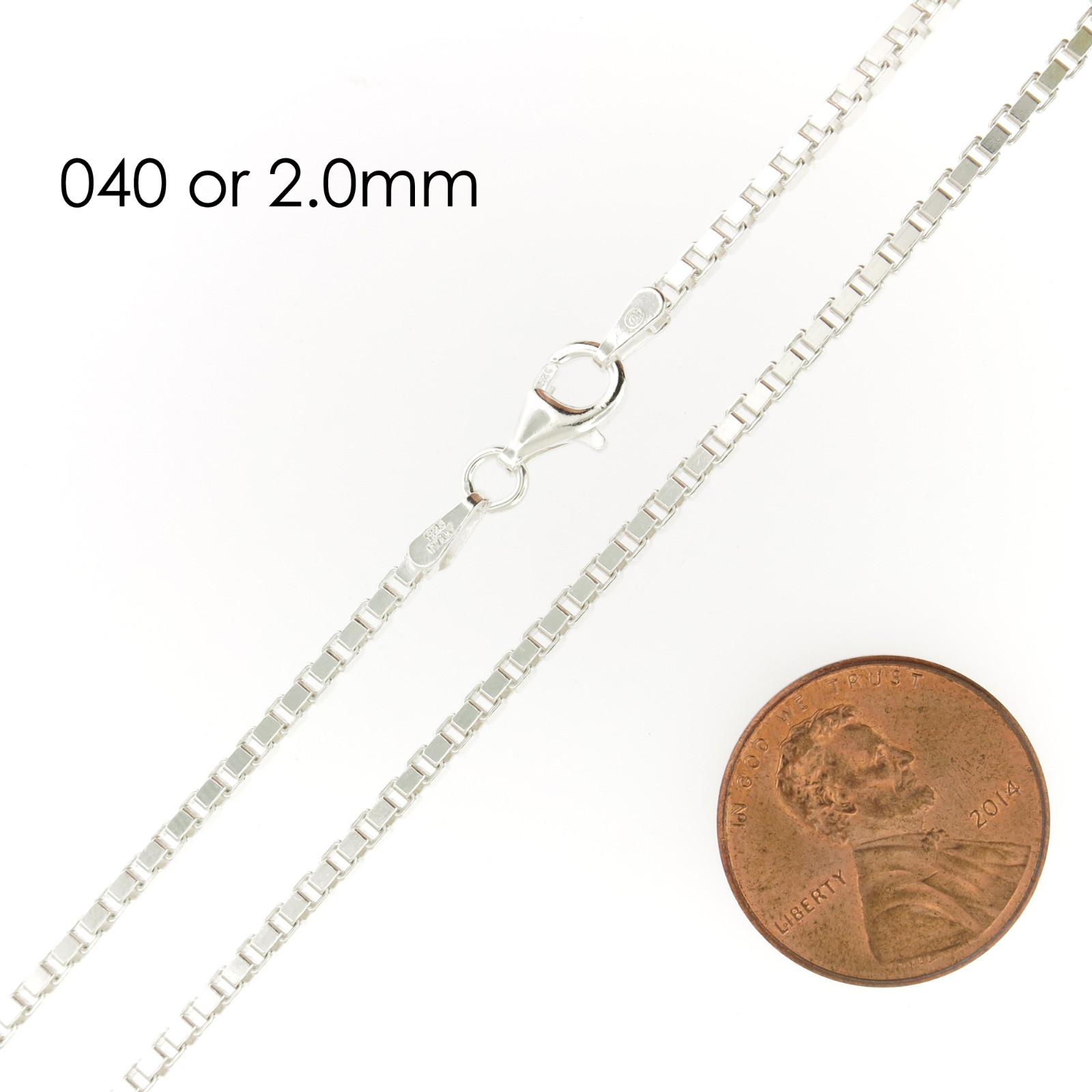 925 Sterling Silver BOX Chain Necklace All Sizes Stamped .925 Italy
