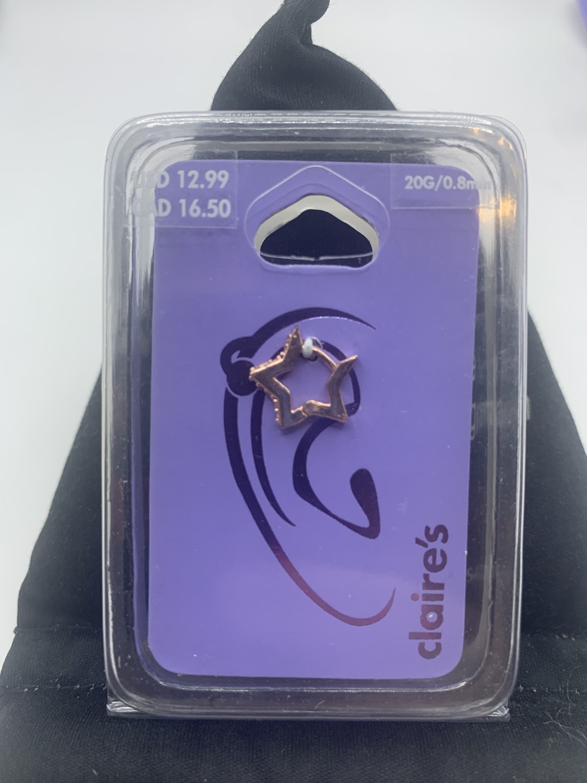 NEW Claire’s EarRing Cartilage Beautiful Rose Gold Color Star 20G/0.8mm CL