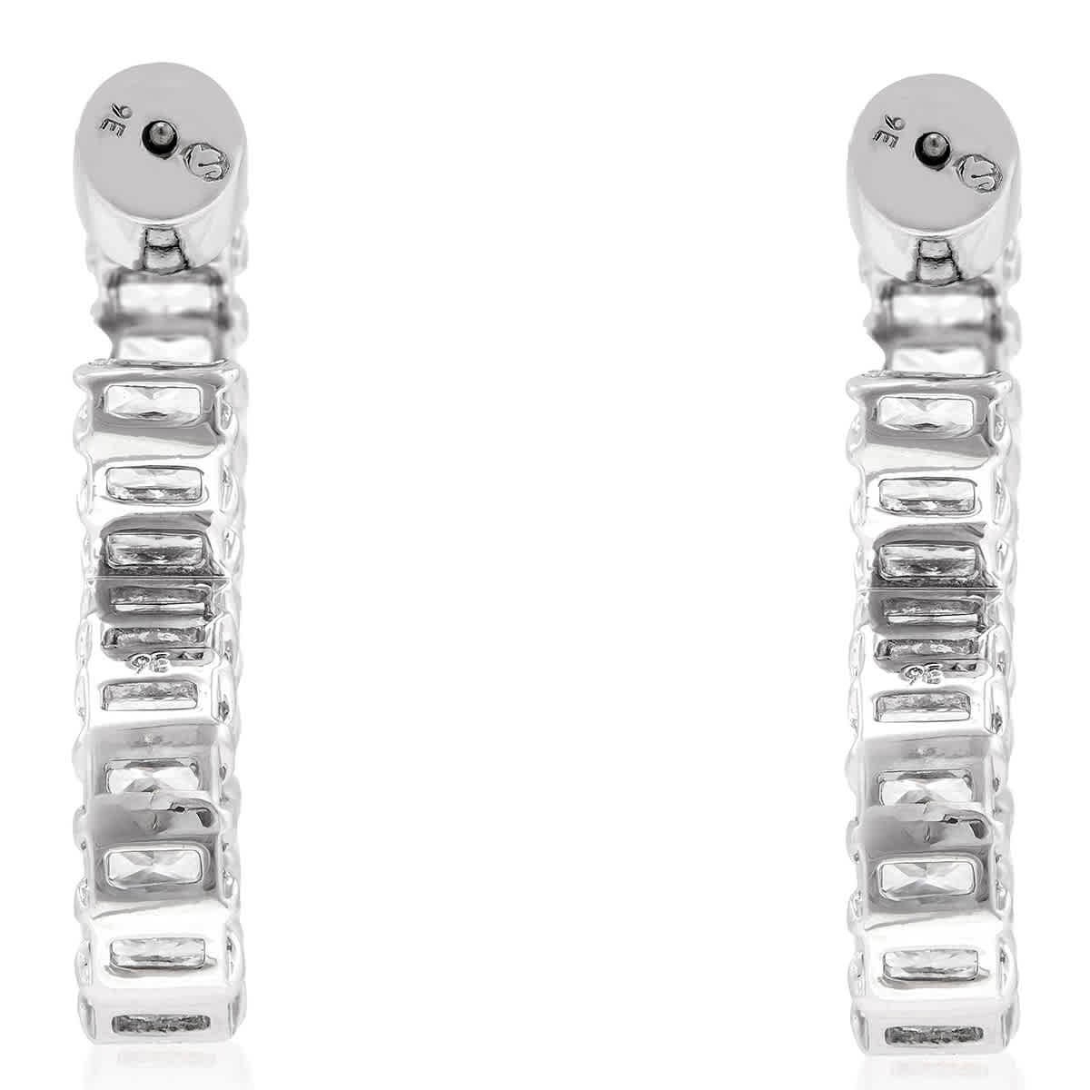 Swarovski Hyperbola Pierced Earrings Hoop Twist Rhodium Shiny White