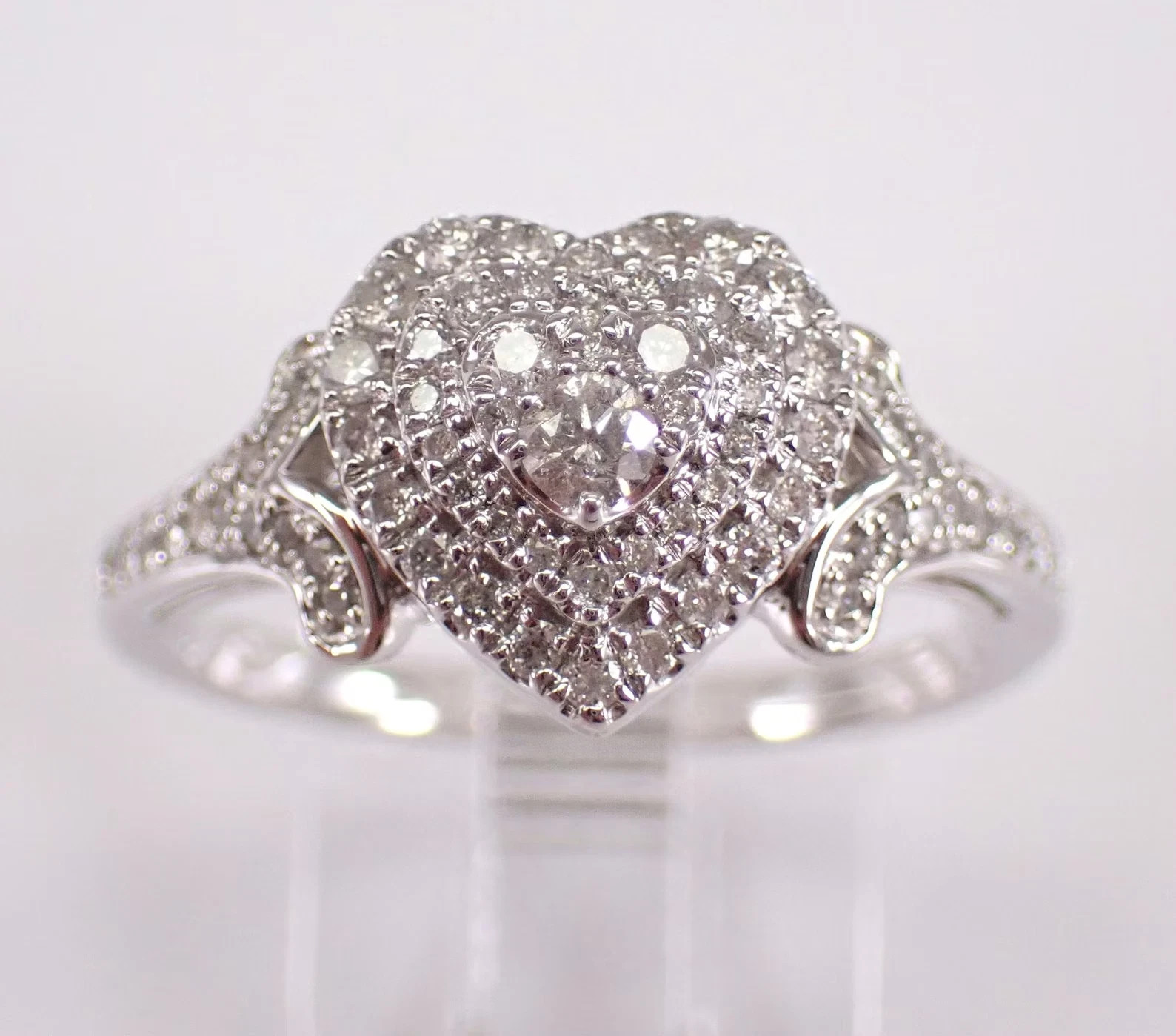 1.50Ctw VVS1 Moissanite Cluster Promise Engagement Ring 14K White Gold Plated